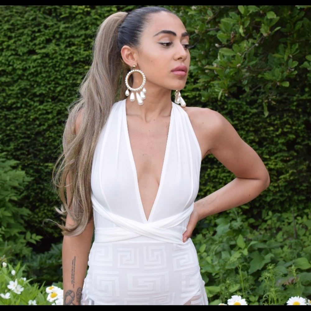 ‼️ Multi Way Wrap See Threw Maze Mesh Print Dress - Picture 5 of 7